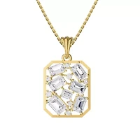 Lab Created 18k Vermeil Plated Silver 5 Ct Emerald Cut Lab Grown Diamond Pendant Necklace 18"