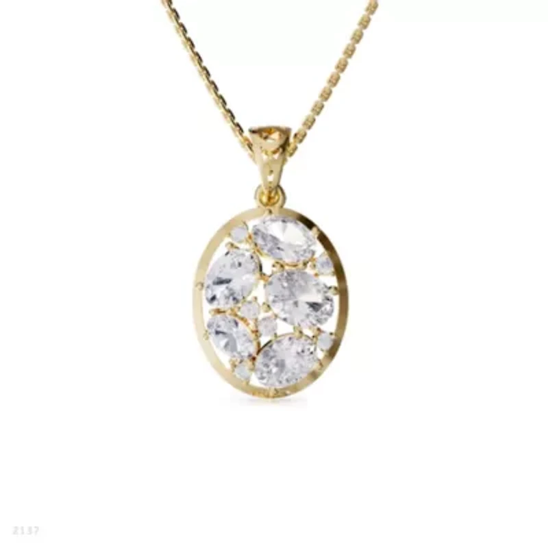 Lab Created 18k Vermeil Plated Silver 3.75 Ct Oval Cut Lab Grown Diamond Pendant Necklace 18"