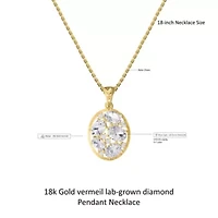 Lab Created 18k Vermeil Plated Silver 3.75 Ct Oval Cut Lab Grown Diamond Pendant Necklace 18"