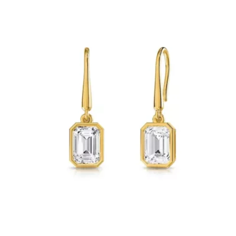 Lab Created 18k Vermeil Plated Silver 2.3 Ct Lab Grown Diamond Drop Dangle Earrings