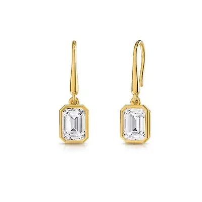Lab Created 18k Vermeil Plated Silver 2.3 Ct Lab Grown Diamond Drop Dangle Earrings
