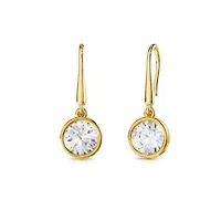 Lab Created 18k Vermeil Plated Silver 2 Ct Round Lab Grown Diamond Drop & Dangle Earrings