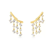 Lab Created 18k Vermeil Plated Silver 3 Ct Oval Cut Lab Grown Diamond Fancy Drop & Dangle Earrings