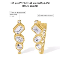 Lab Created 18k Vermeil Plated Silver 3.25 Ct Multi Shape Lab Grown Diamond Fancy Hoop Earrings