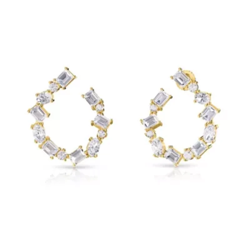Lab Created 18k Vermeil Plated Silver4.30 Ct Lab Grown Diamond Fancy Stud Earrings