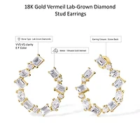 Lab Created 18k Vermeil Plated Silver4.30 Ct Lab Grown Diamond Fancy Stud Earrings