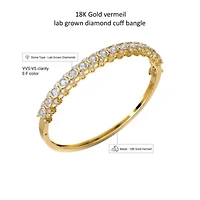 Lab Created 18k Vermeil Plated Silver 3.5 ct Round Lab Grown Diamond Bangle Bracelet 7"