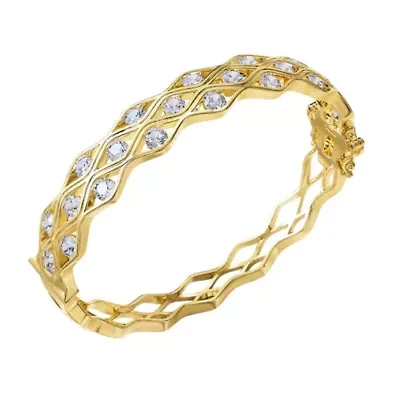 Lab Created 18k Vermeil Plated Silver ct Round Lab Grown Diamond Bangle Bracelet 7