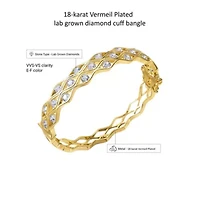 Lab Created 18k Vermeil Plated Silver ct Round Lab Grown Diamond Bangle Bracelet 7