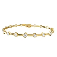 Lab Created 18k Vermeil Plated Silver 2.8 ct Multi Shape Lab Grown Diamond Bangle Bracelet 7"