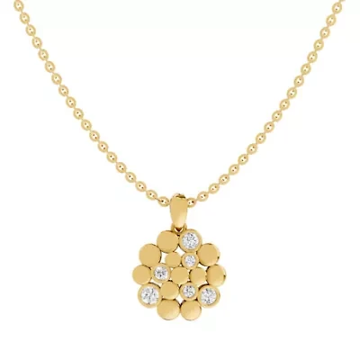 Lab Created 18K Vermeil Plated 0.36 Ct Round Lab Grown Diamond Pendant Necklace