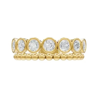 Lab Created 18K Vermeil Plated 1.02 Ct Round Lab Grown Diamond 7-Stone Ring Size 7