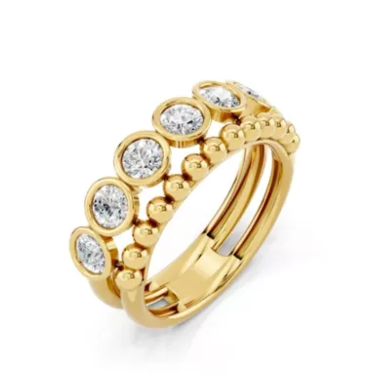 Lab Created 18K Vermeil Plated 1.02 Ct Round Lab Grown Diamond 7-Stone Ring Size 7