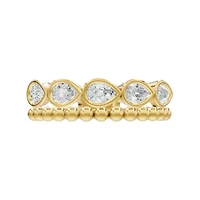 Lab Created 18K Vermeil Plated 0.7 Ct Pear Lab Grown Diamond 5-Stone Ring Size 7