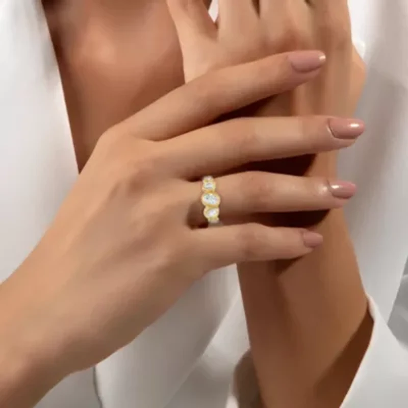 Lab Created 18K Vermeil Plated 1.03 Ct Multi-Shape Lab Grown Diamond 5-Stone Ring Size 7