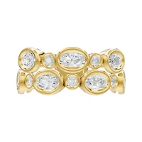 Lab Created 18K Vermeil Plated 1.68 Ct Oval Lab Grown Diamond Wedding Band Ring Size 7