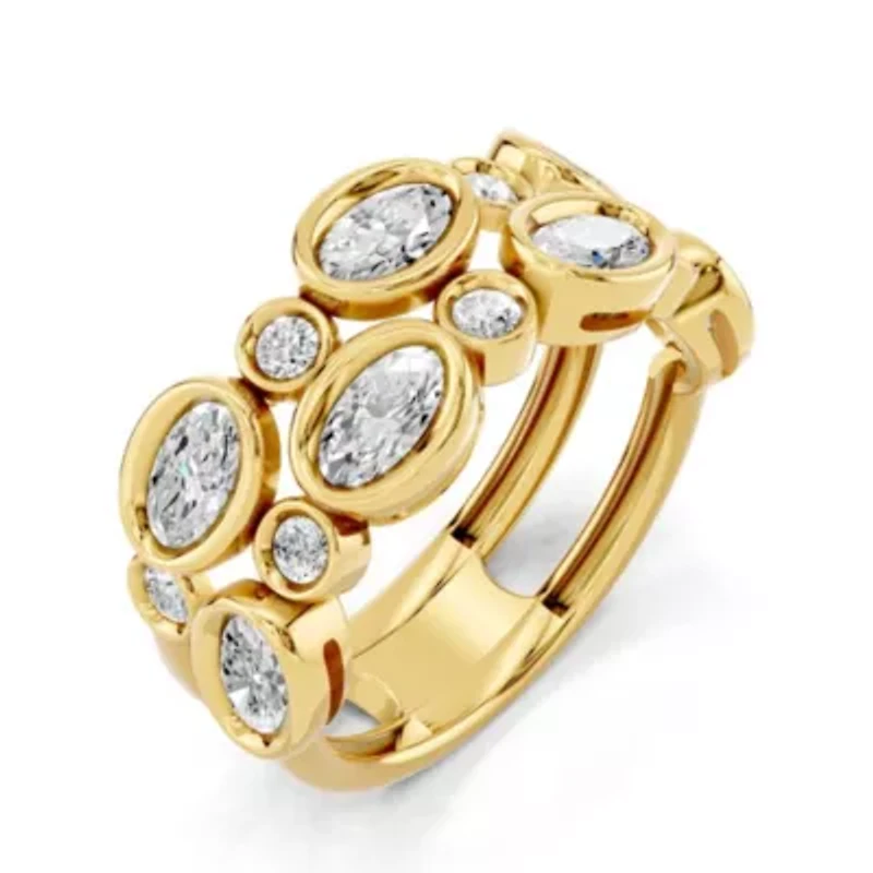 Lab Created 18K Vermeil Plated 1.68 Ct Oval Lab Grown Diamond Wedding Band Ring Size 7