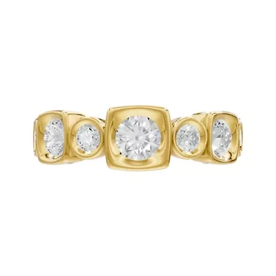 Lab Created 18K Vermeil Plated 1.08 Ct Round Lab Grown Diamond Fancy 7-Stone Ring Size 7