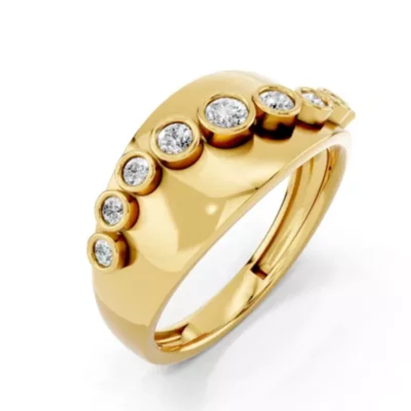 Lab Created 18K Vermeil Plated 0.35 Ct Round Lab Grown Diamond Wedding Band Ring Size 7