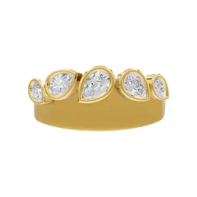 Lab Created 18K Vermeil Plated 0.7 Ct Pear Lab Grown Diamond 5-Stone Ring Size 7