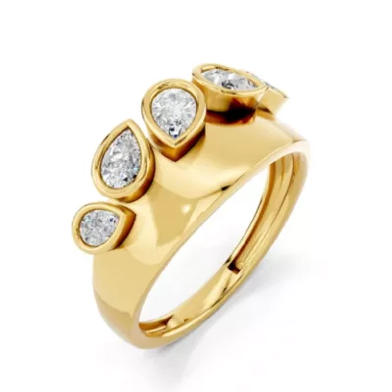 Lab Created 18K Vermeil Plated 0.7 Ct Pear Lab Grown Diamond 5-Stone Ring Size 7