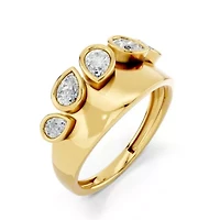 Lab Created 18K Vermeil Plated 0.7 Ct Pear Lab Grown Diamond 5-Stone Ring Size 7