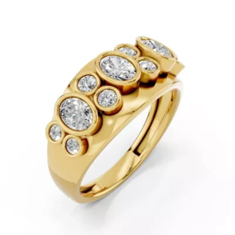 Lab Created 18K Vermeil Plated 0.95 Ct Oval Lab Grown Diamond Wedding Band Ring Size 7