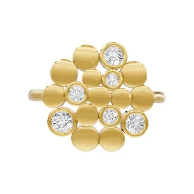 Lab Created 18K Vermeil Plated 0.36 Ct Round Lab Grown Diamond Cluster Ring Size 7