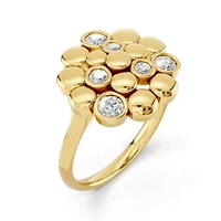 Lab Created 18K Vermeil Plated 0.36 Ct Round Lab Grown Diamond Cluster Ring Size 7