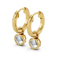Lab Created 18K Vermeil Plated 0.75 Ct Round Lab Grown Diamond Hoop Earrings