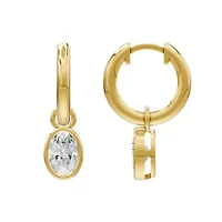 Lab Created 18K Vermeil Plated 1.06 Ct Oval Lab Grown Diamond Hoop Earrings