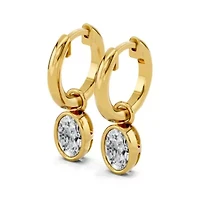 Lab Created 18K Vermeil Plated 1.06 Ct Oval Lab Grown Diamond Hoop Earrings