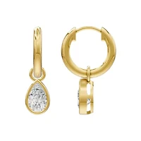 Lab Created 18K Vermeil Plated 1.08 Ct Pear Lab Grown Diamond Hoop Earrings