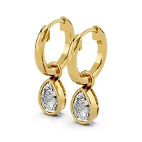 Lab Created 18K Vermeil Plated 1.08 Ct Pear Lab Grown Diamond Hoop Earrings
