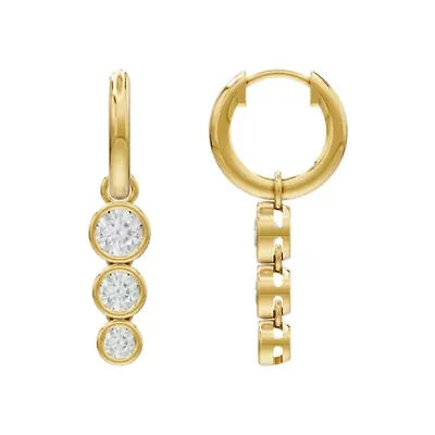 Lab Created 18K Vermeil Plated 1.36 Ct Round Lab Grown Diamond Hoop Earrings