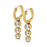 Lab Created 18K Vermeil Plated 1.36 Ct Round Lab Grown Diamond Hoop Earrings