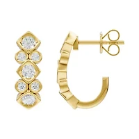 Lab Created 18K Vermeil Plated 1.02 Ct Round Lab Grown Diamond J-Hoop Earrings