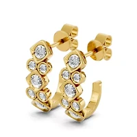 Lab Created 18K Vermeil Plated 1.02 Ct Round Lab Grown Diamond J-Hoop Earrings