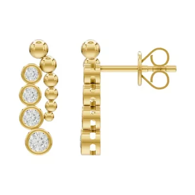 Lab Created 18K Vermeil Plated 0.5 Ct Round Lab Grown Diamond Hoop Earrings