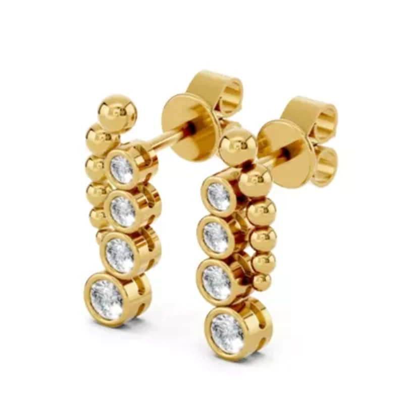 Lab Created 18K Vermeil Plated 0.5 Ct Round Lab Grown Diamond Hoop Earrings