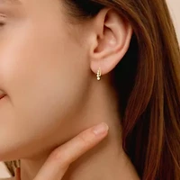 Lab Created 18K Vermeil Plated 0.5 Ct Round Lab Grown Diamond Hoop Earrings