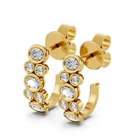 Lab Created 18K Vermeil Plated 1.06 Ct Multi-Shape Lab Grown Diamond J-Hoop Earrings