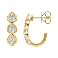 Lab Created 18K Vermeil Plated 0.96 Ct Pear Lab Grown Diamond J-Hoop Earrings
