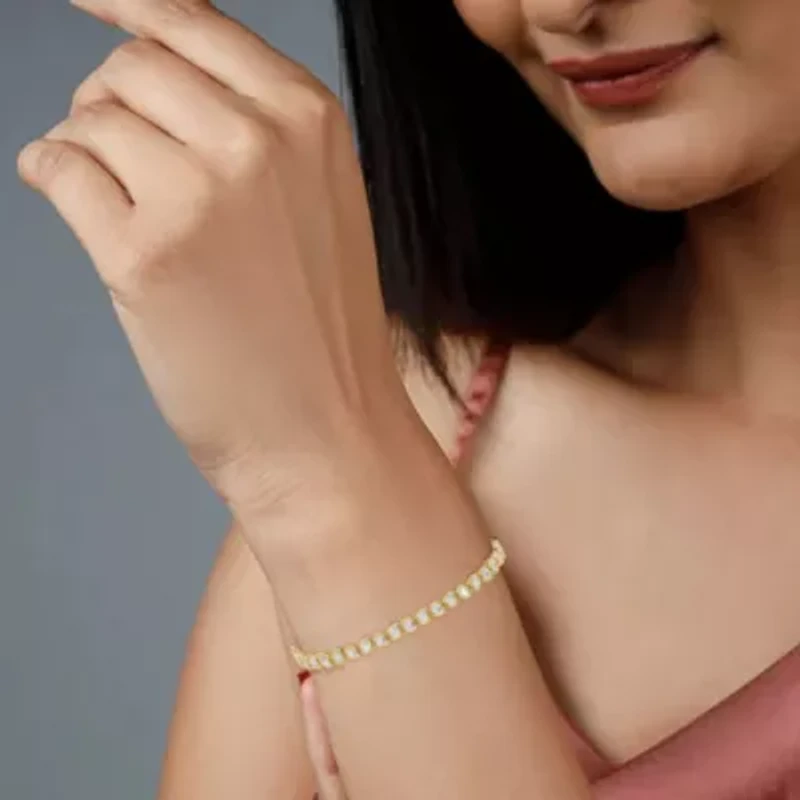 Lab Created 18K Vermeil Plated 5.4 Ct Pear Lab Grown Diamond Tennis Bracelet