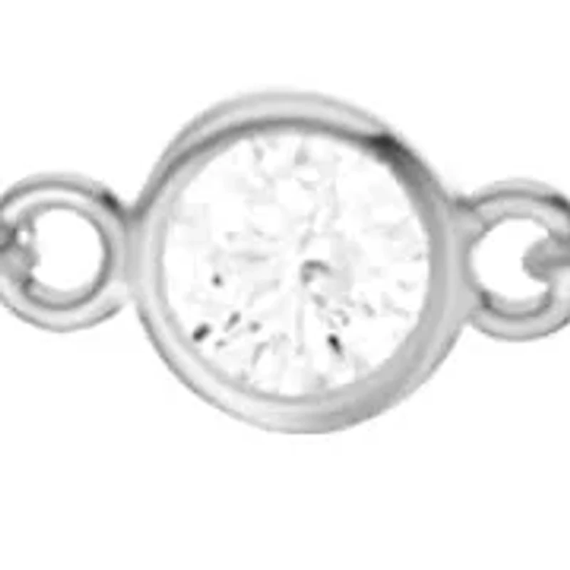 Lab Created 14K White Gold 0.25Ct Round Lab Grown Diamond Station Bracelet 7"