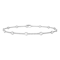 Lab Created 14K White Gold 0.25Ct Round Lab Grown Diamond Station Bracelet 7"