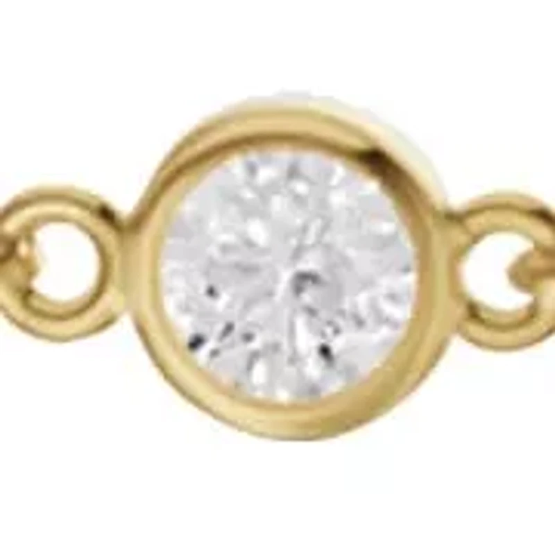 Lab Created 14K Yellow Gold 0.25Ct Round Lab Grown Diamond Station Bracelet 7"