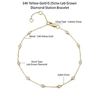 Lab Created 14K Yellow Gold 0.25Ct Round Lab Grown Diamond Station Bracelet 7"