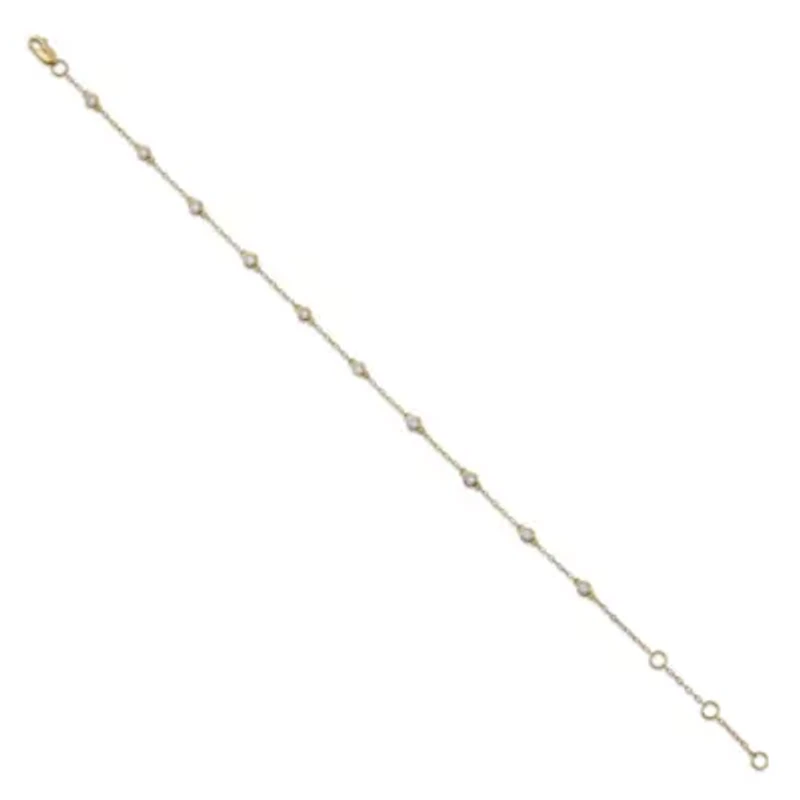 Lab Created 14K Yellow Gold 0.25Ct Round Lab Grown Diamond Station Bracelet 7"