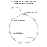 Lab Created 14K Gold 0.75Ct Round Lab Grown Diamond Station Bracelet 7